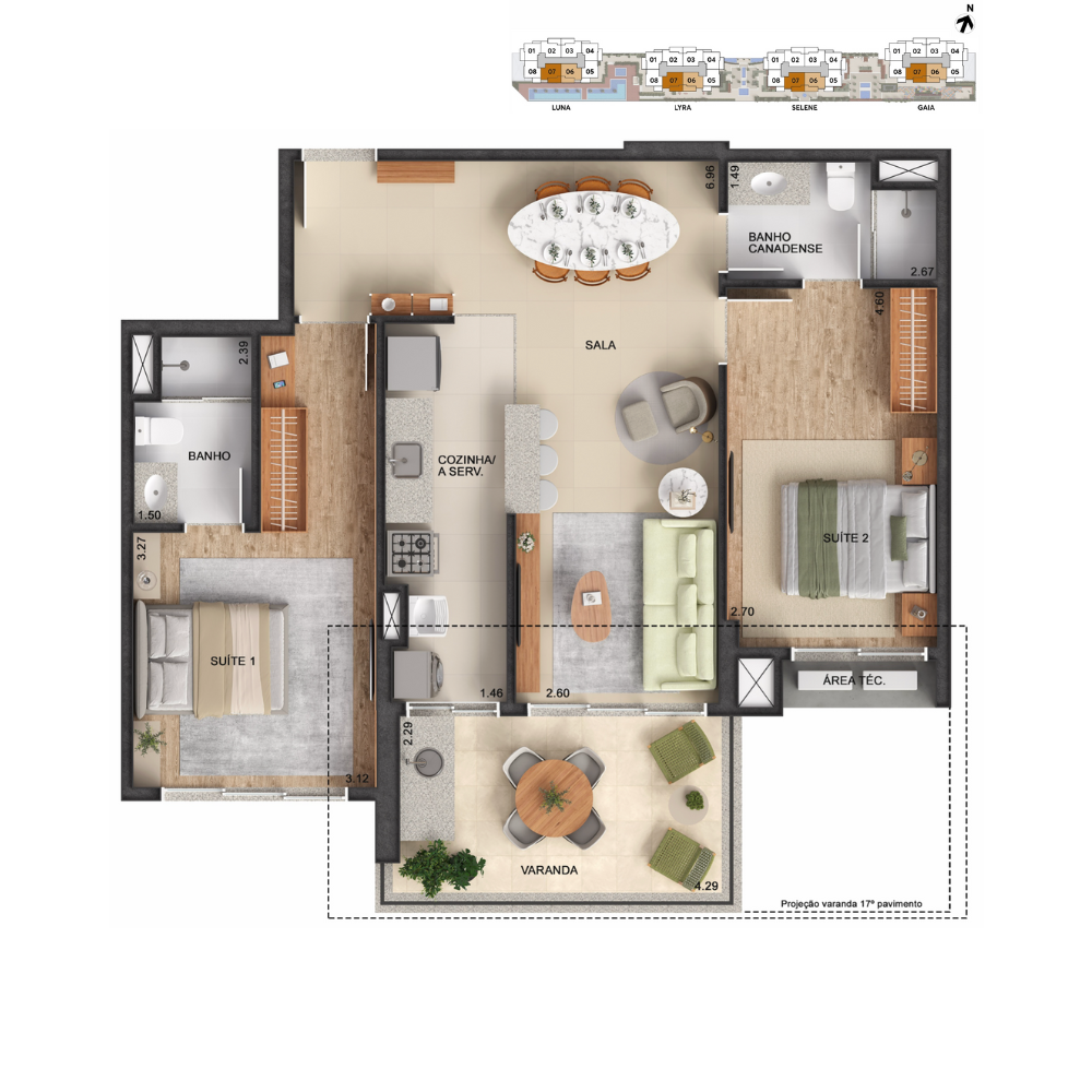 2 QUARTOS COM SUÍTE