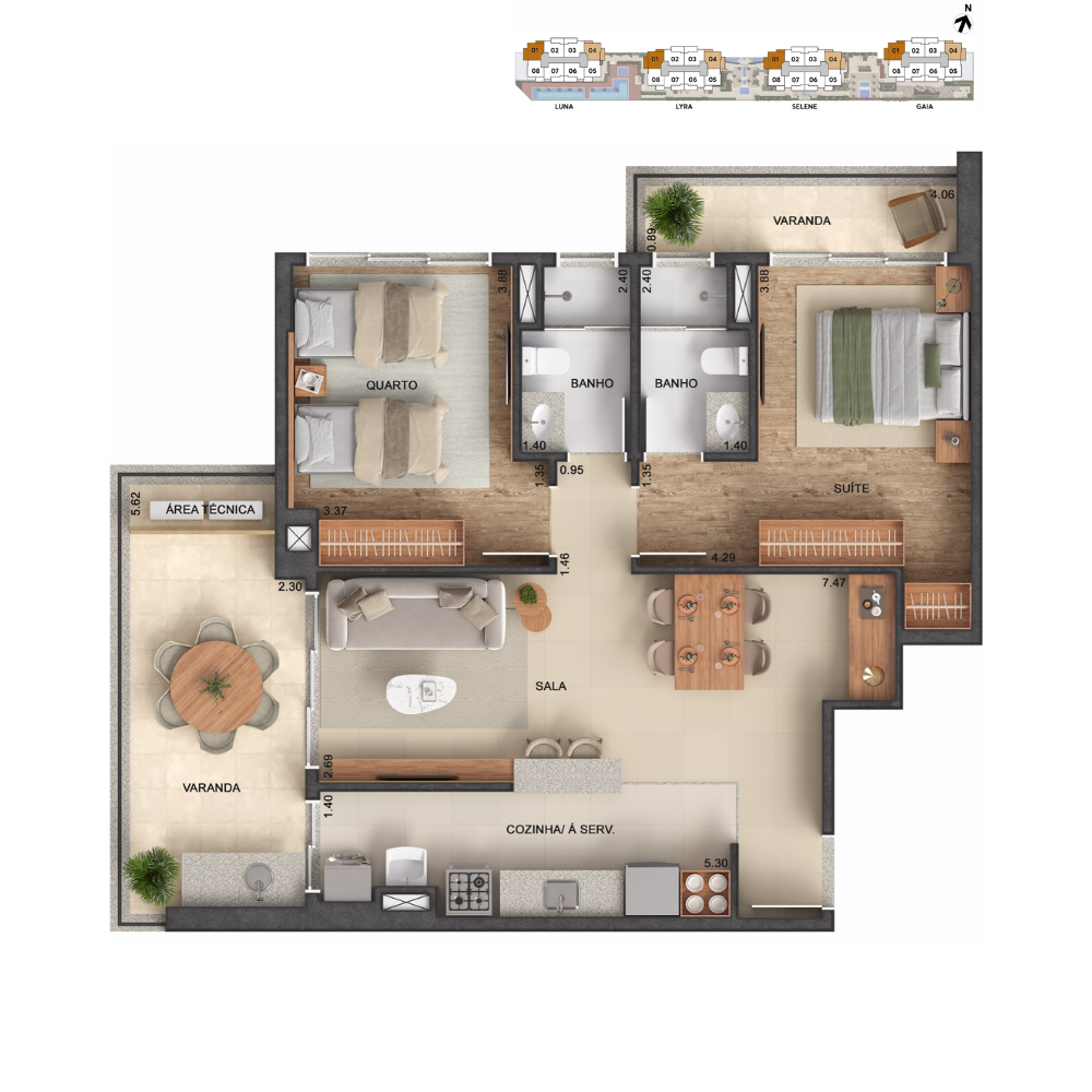 2 QUARTOS COM SUÍTE